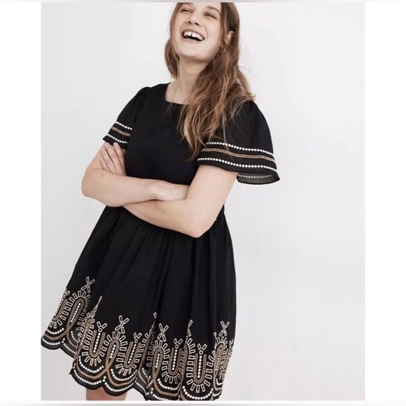 Madewell Embroidered Black Dress - Picture 1 of 12